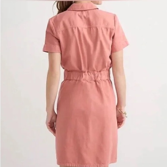 J.Crew Rose Red Utility Mini Dress | Women’s Size 10 (M) | Zip Front & Pockets - Picture 4 of 7